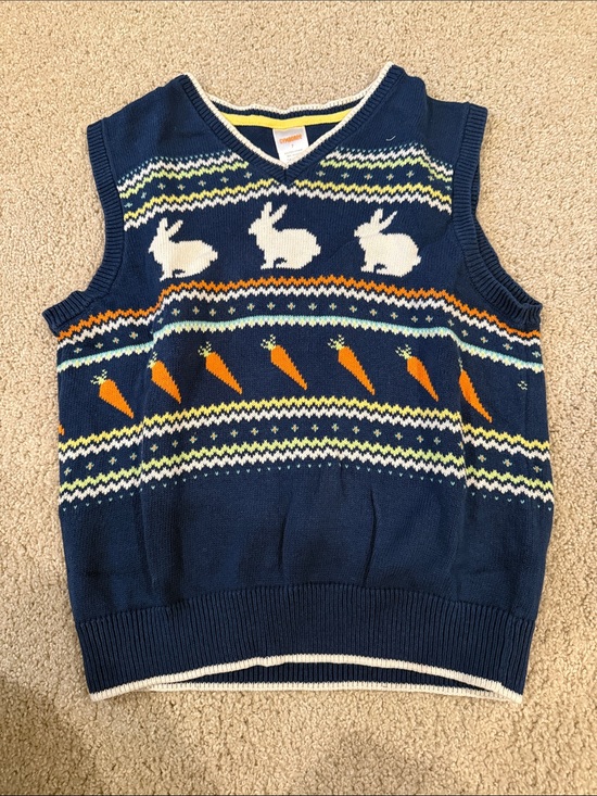 Gymboree Other - Navy Bunny & Carrot Knit Sweater Vest, size 7